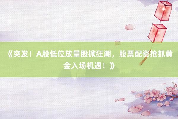 《突发！A股低位放量股掀狂潮，股票配资抢抓黄金入场机遇！》