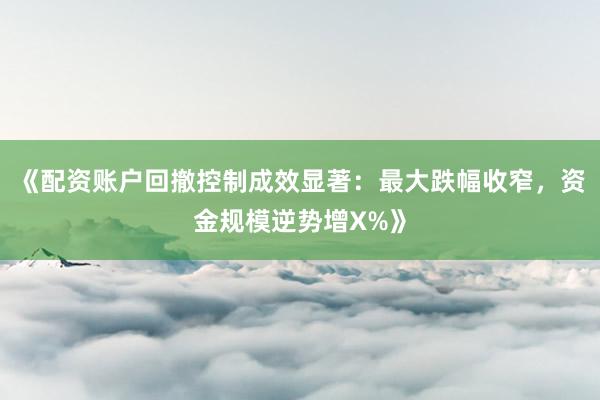 《配资账户回撤控制成效显著：最大跌幅收窄，资金规模逆势增X%》